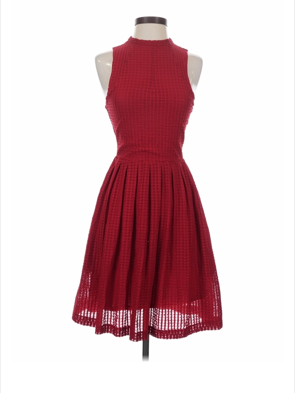 Deletta Antropologie Red Sleeveless Textured Midi Dress